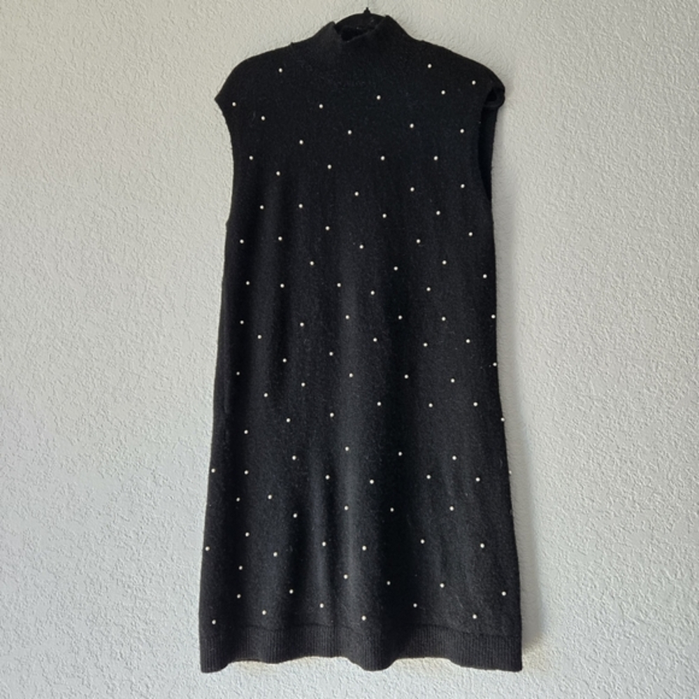 Zara Black Mini Dress with Pearl Embellishments